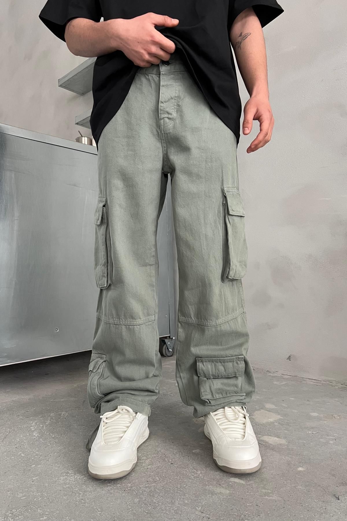 Jr.Crime Full Cepli Kargo Model Açık Yeşil Gabardin Pantolon