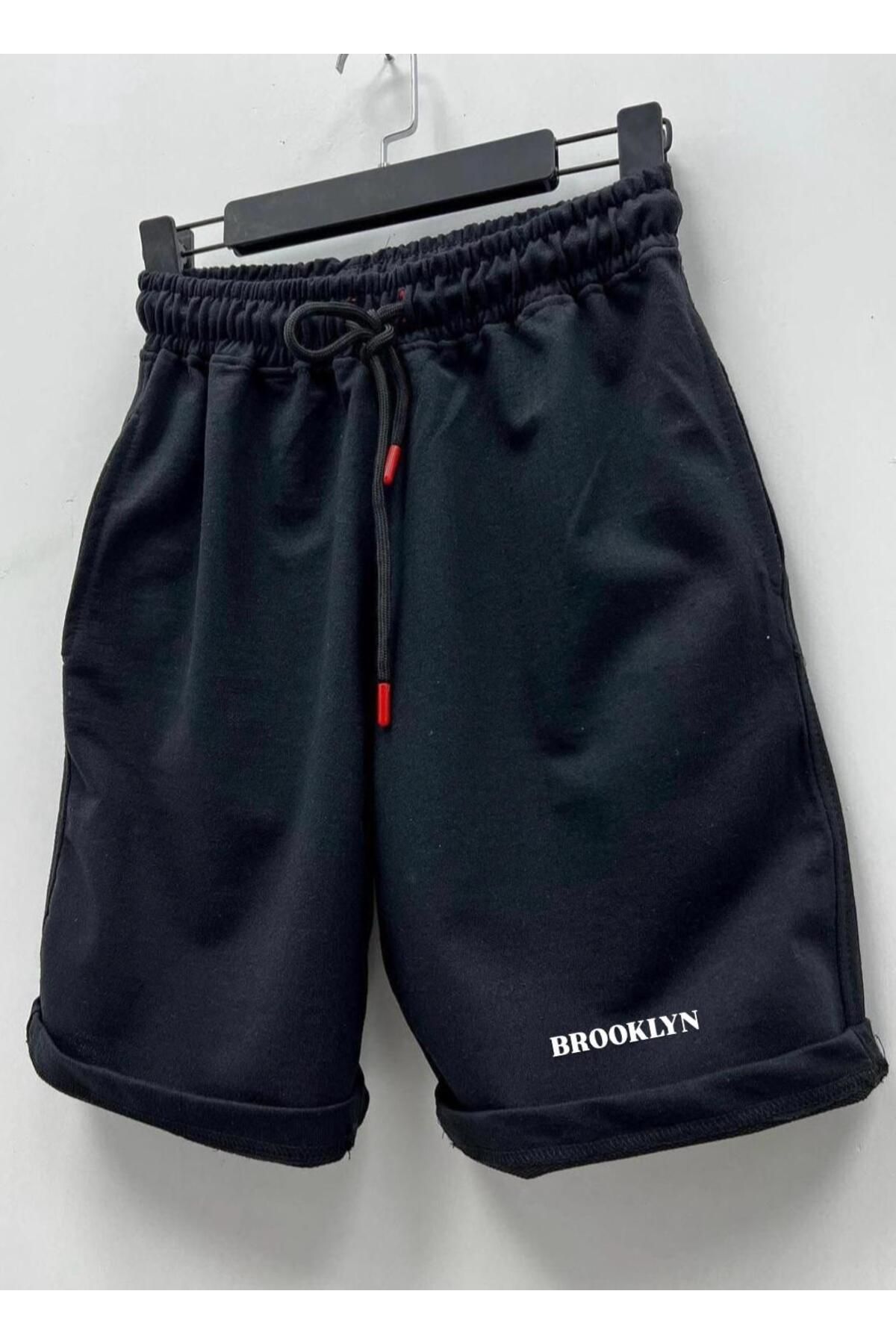 woonkey UNISEX BEL LASTİKLİ SİYAH YAZLIK TREND ŞORT