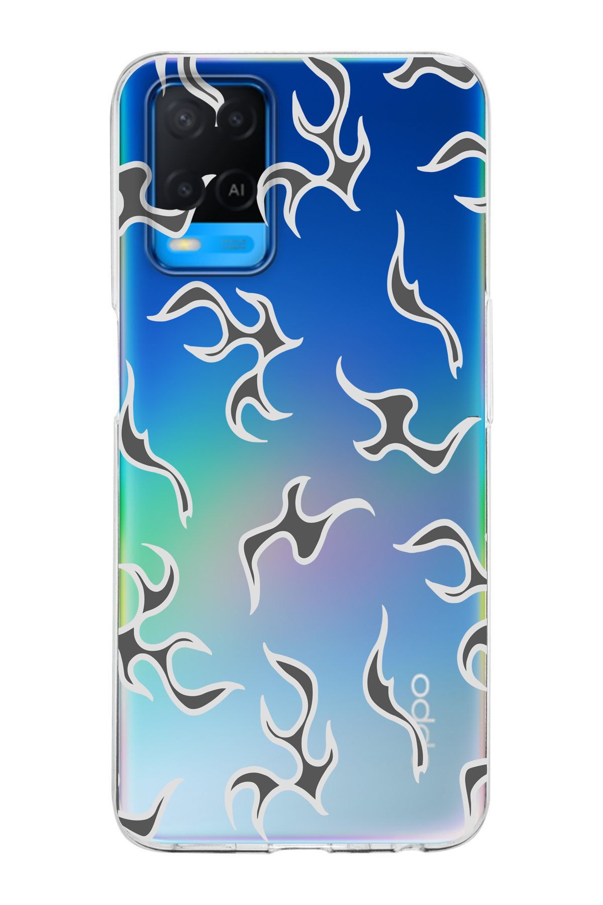 moonset Oppo A54 Uyumlu Şimşek Tasarımlı Baskılı Şeffaf Telefon Kılıfı