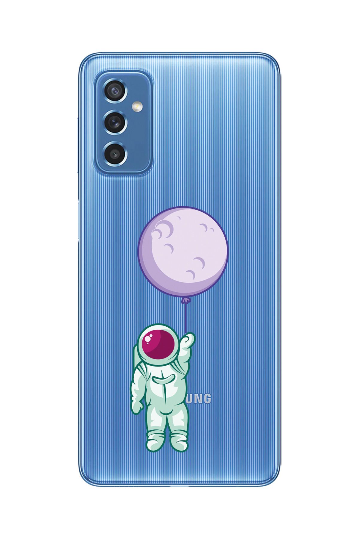 moonset Samsung Galaxy M52 Uyumlu Astronot Tasarımlı Baskılı Şeffaf Telefon Kılıfı