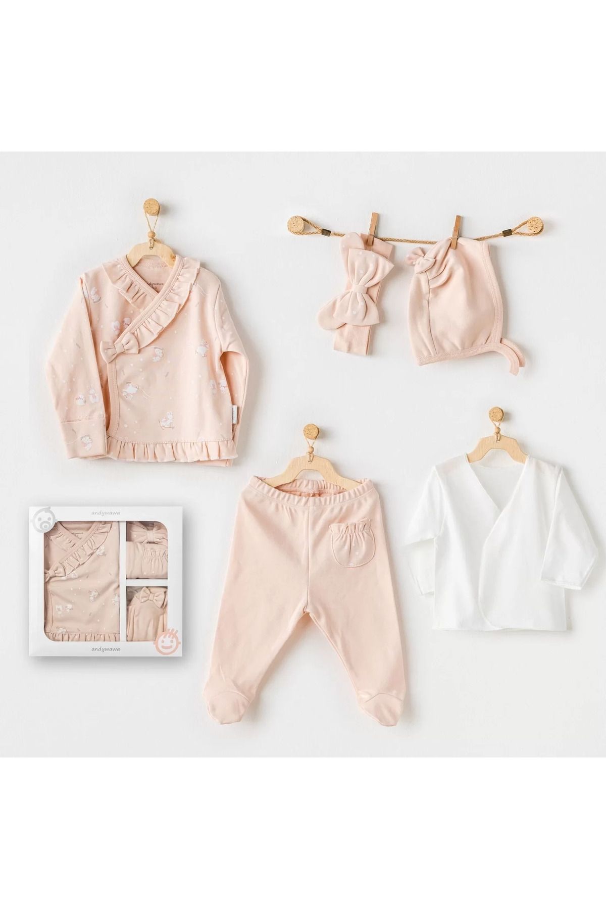 Shop58 Cute Bunnies Be Sking 5 Parça Hastane Çıkışı Pink