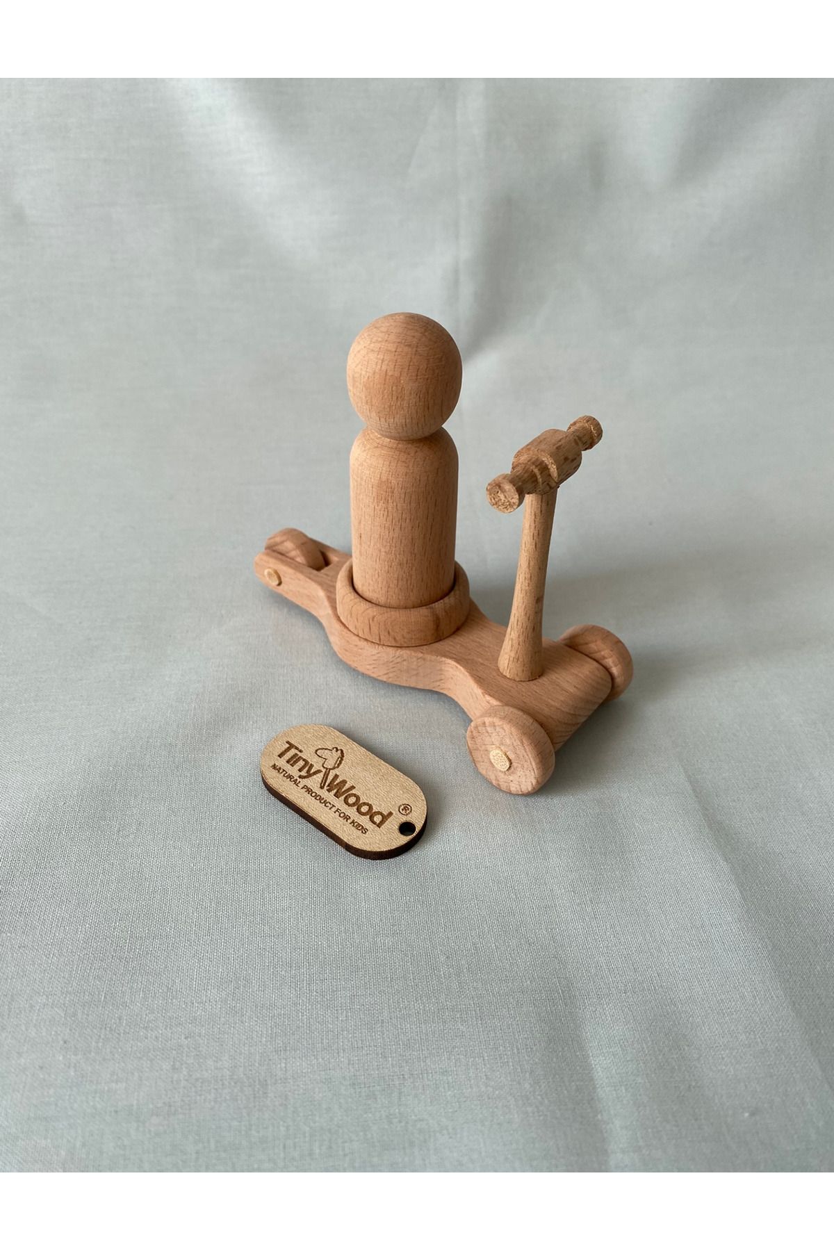 tiny wood Ahşap Scooter ve Peg Bebek Seti | Doğal Ahşap El Yapımı Oyuncak