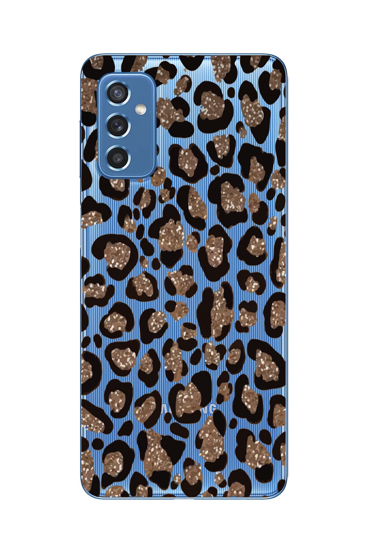 moonset Samsung Galaxy M52 Uyumlu Leopar Tasarımlı Baskılı Şeffaf Telefon Kılıfı
