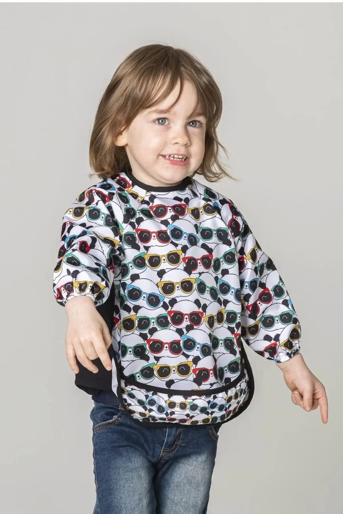 Shop58 Bears Desenli Cepli Uzun Kollu Mama Önlüğü