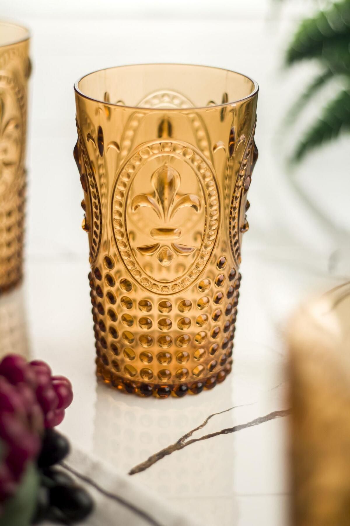 Shop58 Akrilik Bal Tekli Uzun Bardak & Su Meşrubat Bardağı 750 ml ( Büyük Boy & Cam Değildir )
