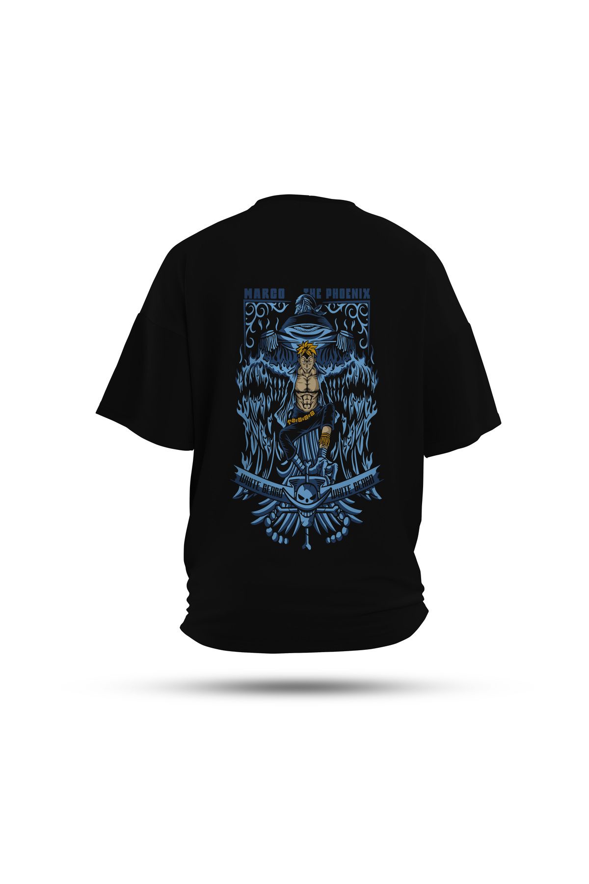 Zestia Unisex T-Shirt, One Piece Phoenix Anime Sırt Baskılı, Regular, %100 Pamuk, Siyah T-Shirt No: 00152