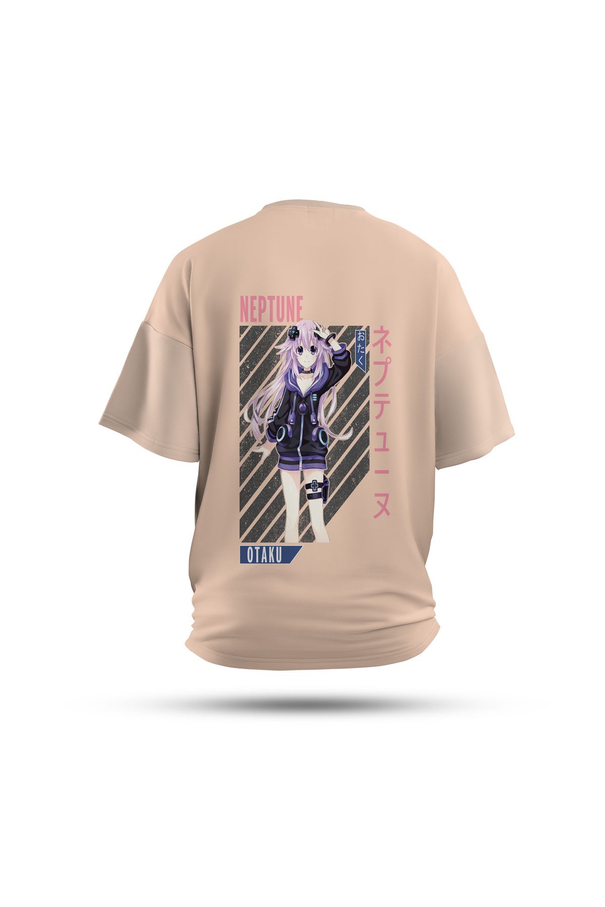 Zestia Unisex T-Shirt, Neptune Anime Sırt Baskılı, Regular, %100 Pamuk, Krem T-Shirt No: 00176