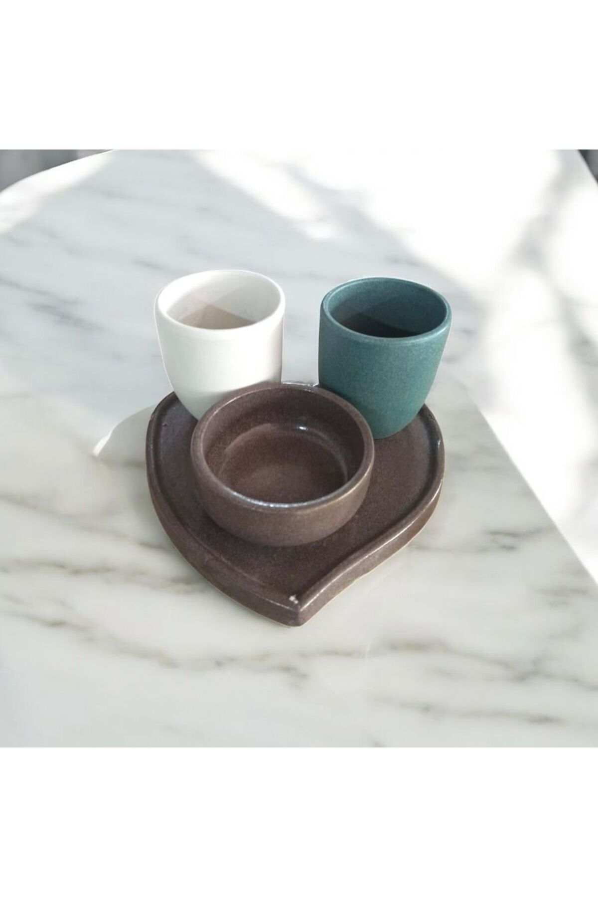 Home 3 lü kalp tepsili dekoratif saksı
