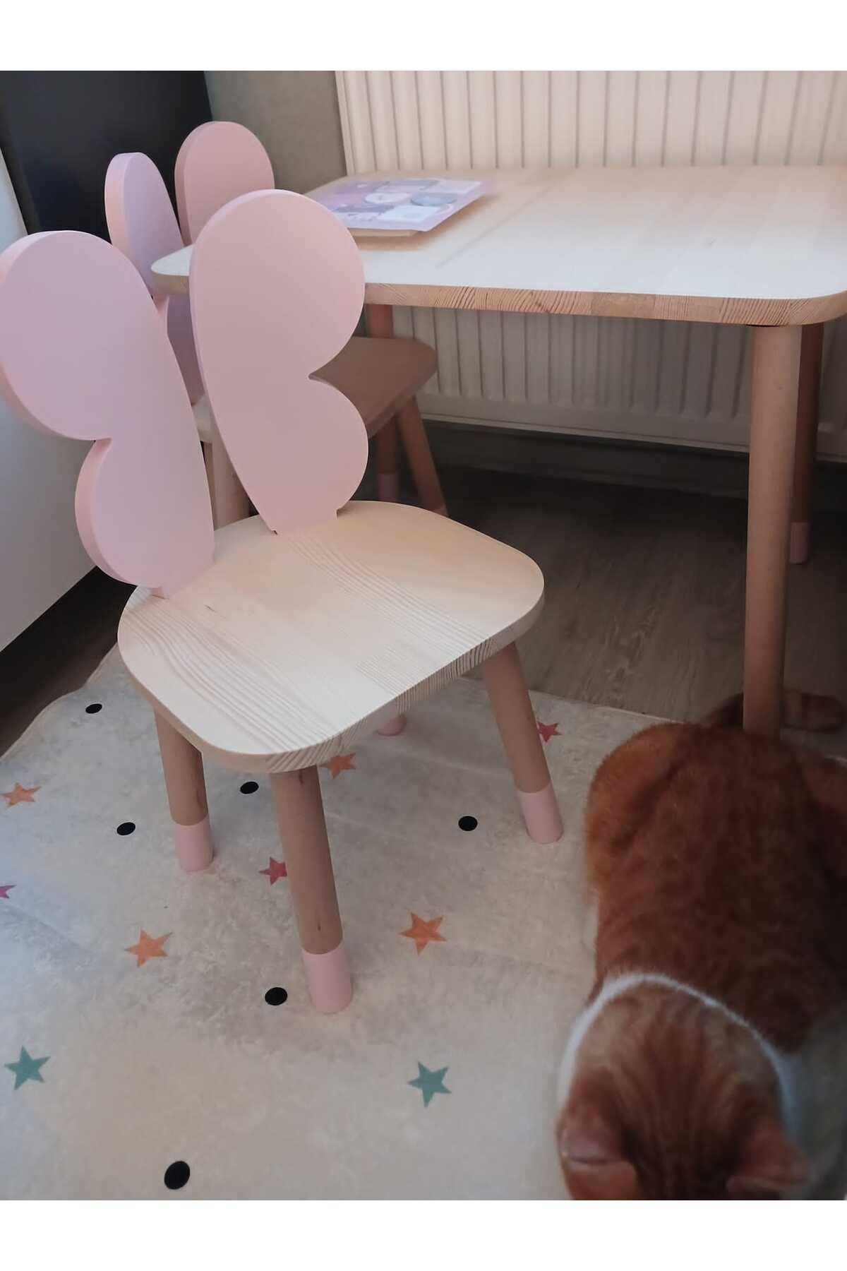 All For Claps Çam Kelebek Set, Çocuk Odası Kelebek Masa sandalye Seti, Montessori Mobilya, Anaokulu sandalye