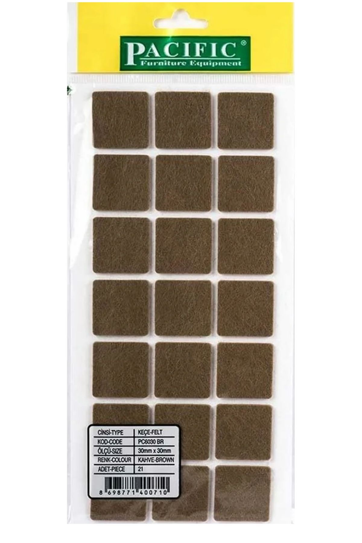 HAMADEX 30x30 mm Yapışkanlı Keçe Mobilya Masa Sandalye Parke Zemin Koruyu Kaydırmaz Keçe (21li paket)