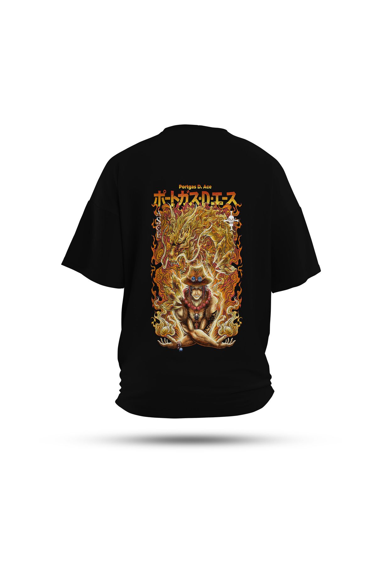 Zestia Unisex T-Shirt, One Piece Anime Sırt Baskılı, Regular, %100 Pamuk, Siyah T-Shirt No: 00156