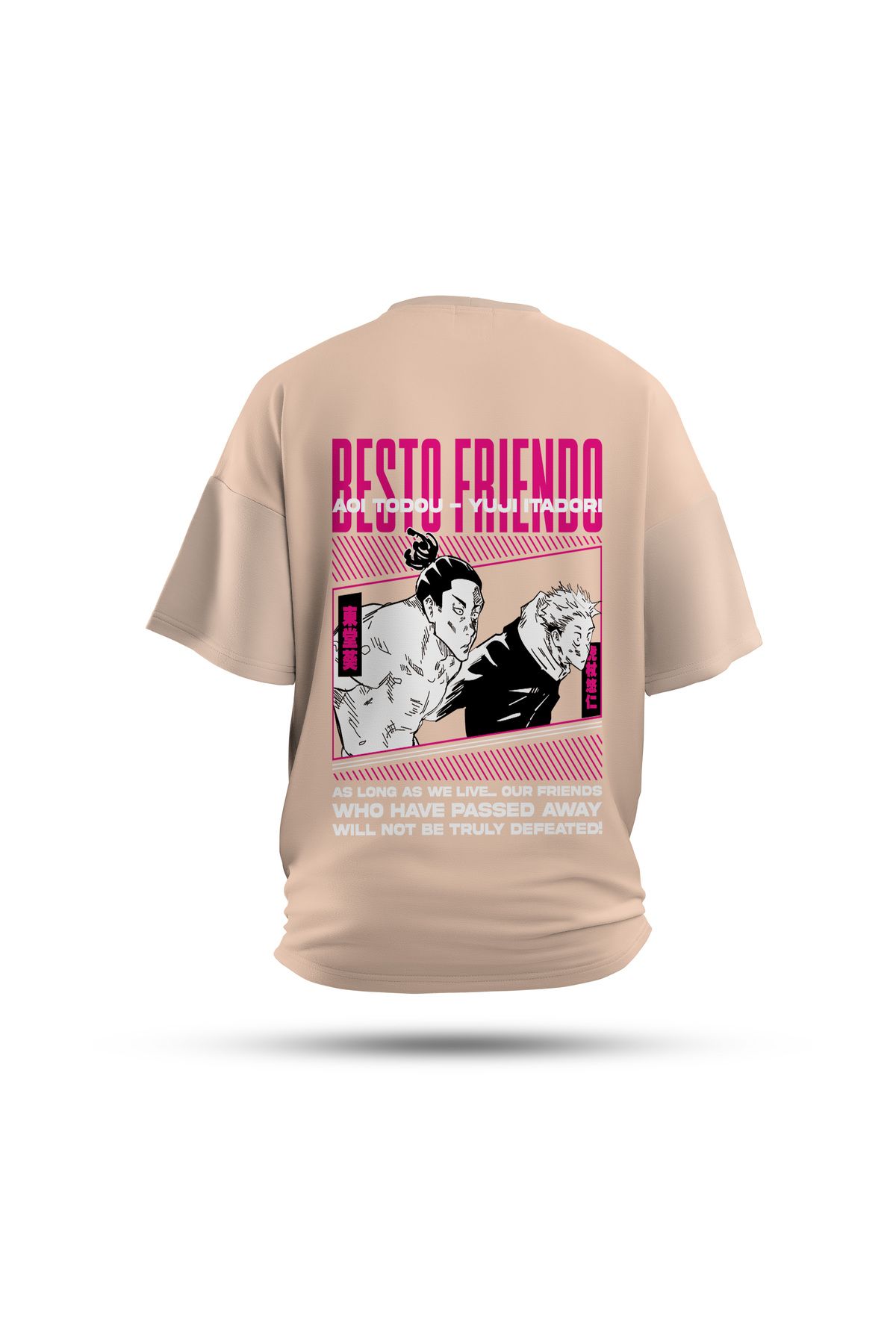 Zestia Unisex T-Shirt, Jujutsu Kaisen Anime Sırt Baskılı, Regular, %100 Pamuk, Krem T-Shirt No: 00160
