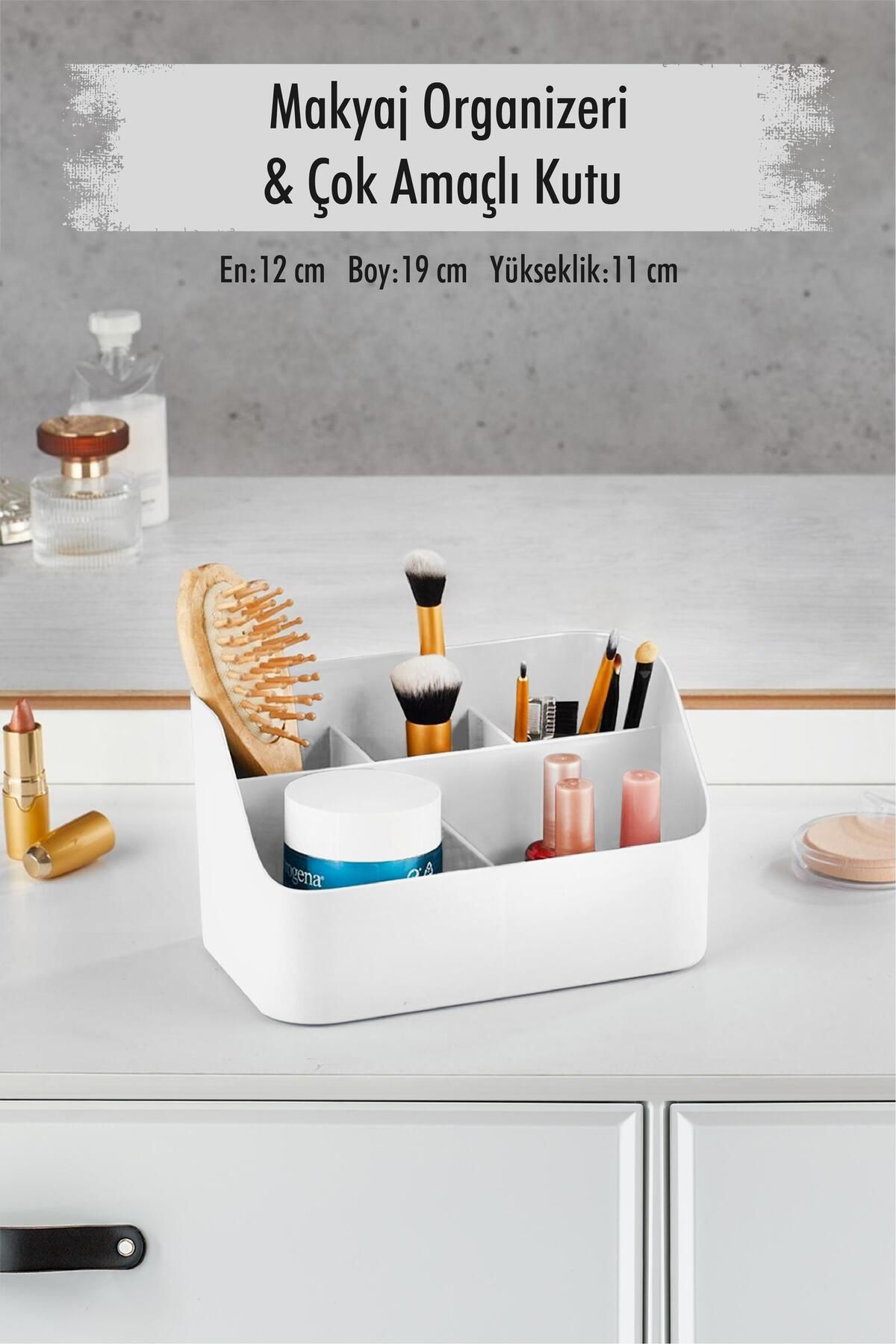 Shop58 Beyaz Makyaj Kutusu & Kozmetik Organizeri & Çok Amaçlı Kutu