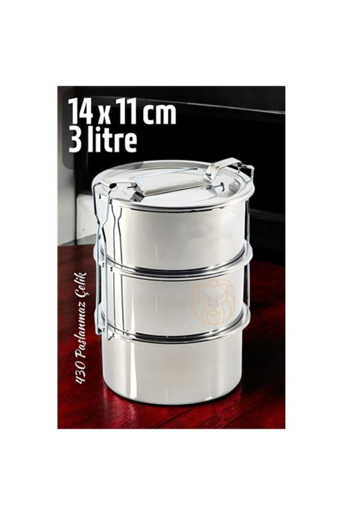 ÖYKÜ VE YİĞİT Sefer Tası Yemek Kabı Paslanmaz Çelik 3 Katlı 14 cm 3 LİTRE