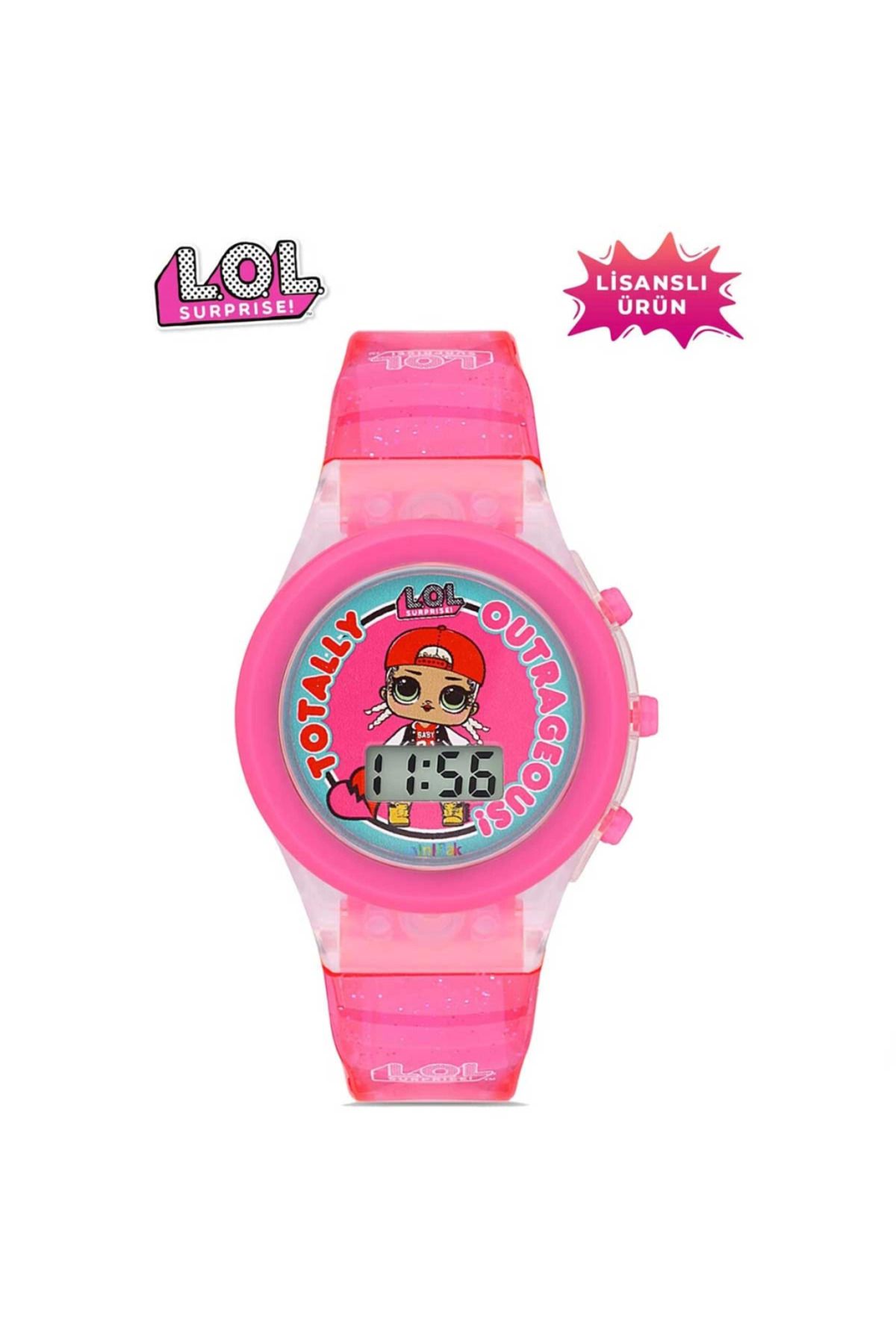 pazarella MiniFlak Lisanslı LOL Surprise LOL7210 Çocuk Pembe Işıklı Çocuk Kol Saati
