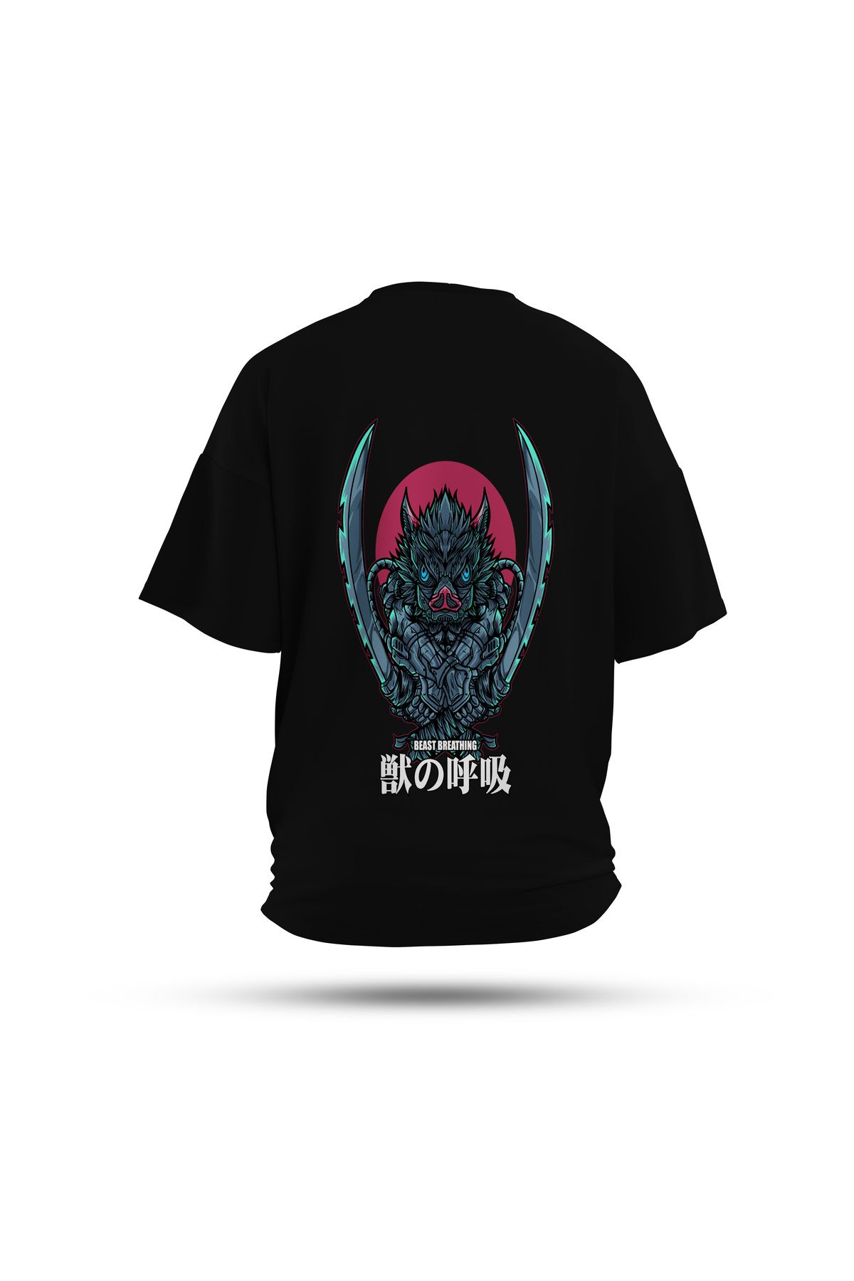 Zestia Unisex T-Shirt, Demon Slayer Anime Sırt Baskılı, Regular, %100 Pamuk, Siyah T-Shirt No: 00171