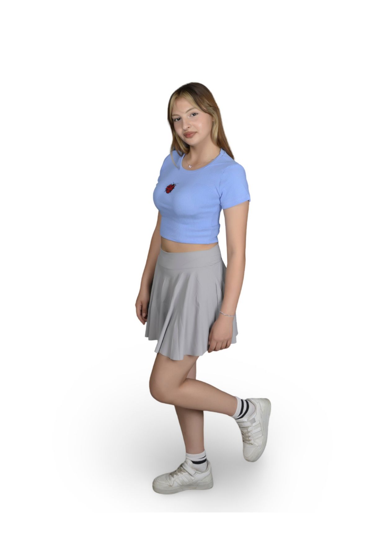 MODA Holisavra Uğur Böceği Desenli Penye Crop