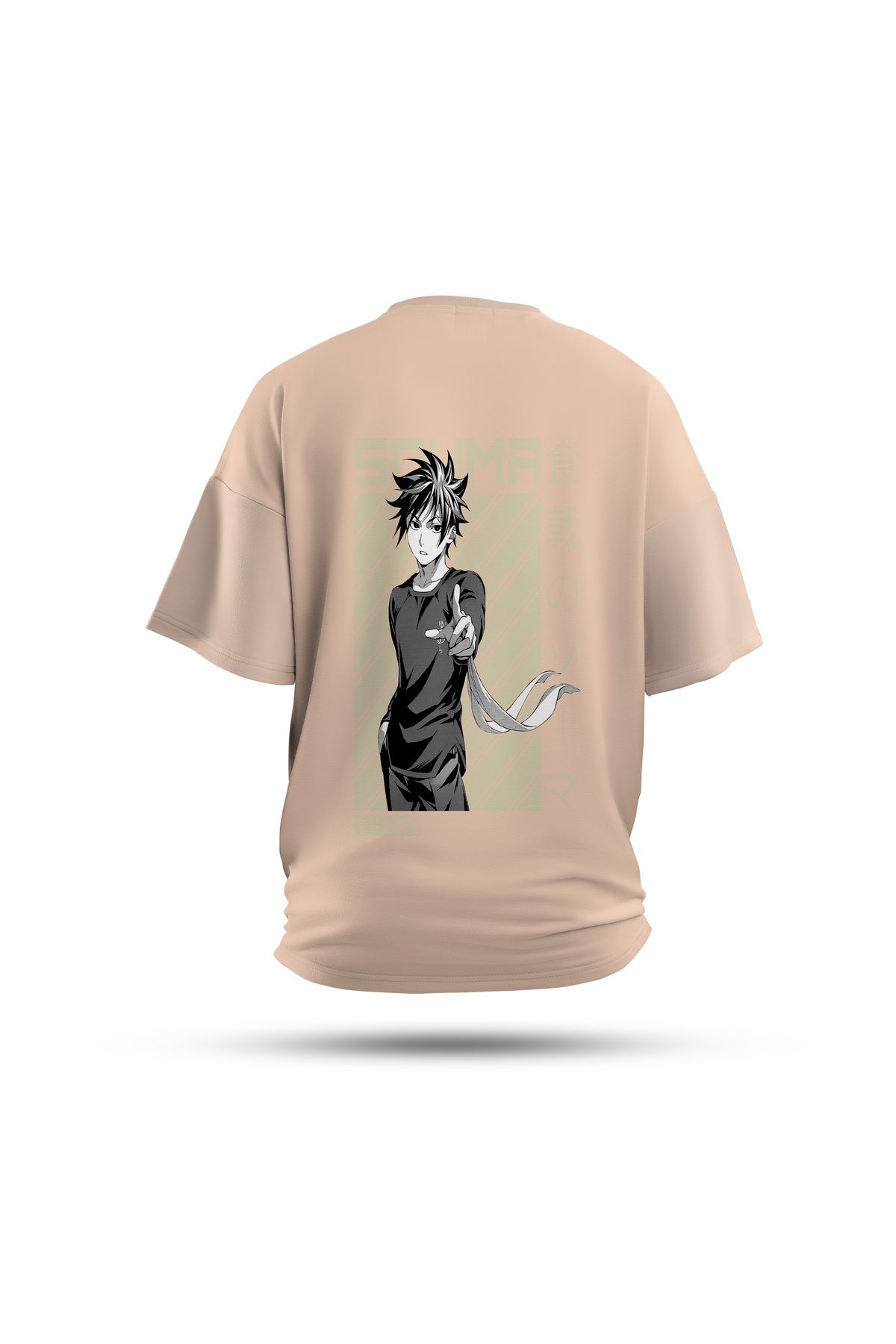 Zestia Unisex T-Shirt, Food Wars Anime Sırt Baskılı, Regular, %100 Pamuk, Krem T-Shirt No: 00158