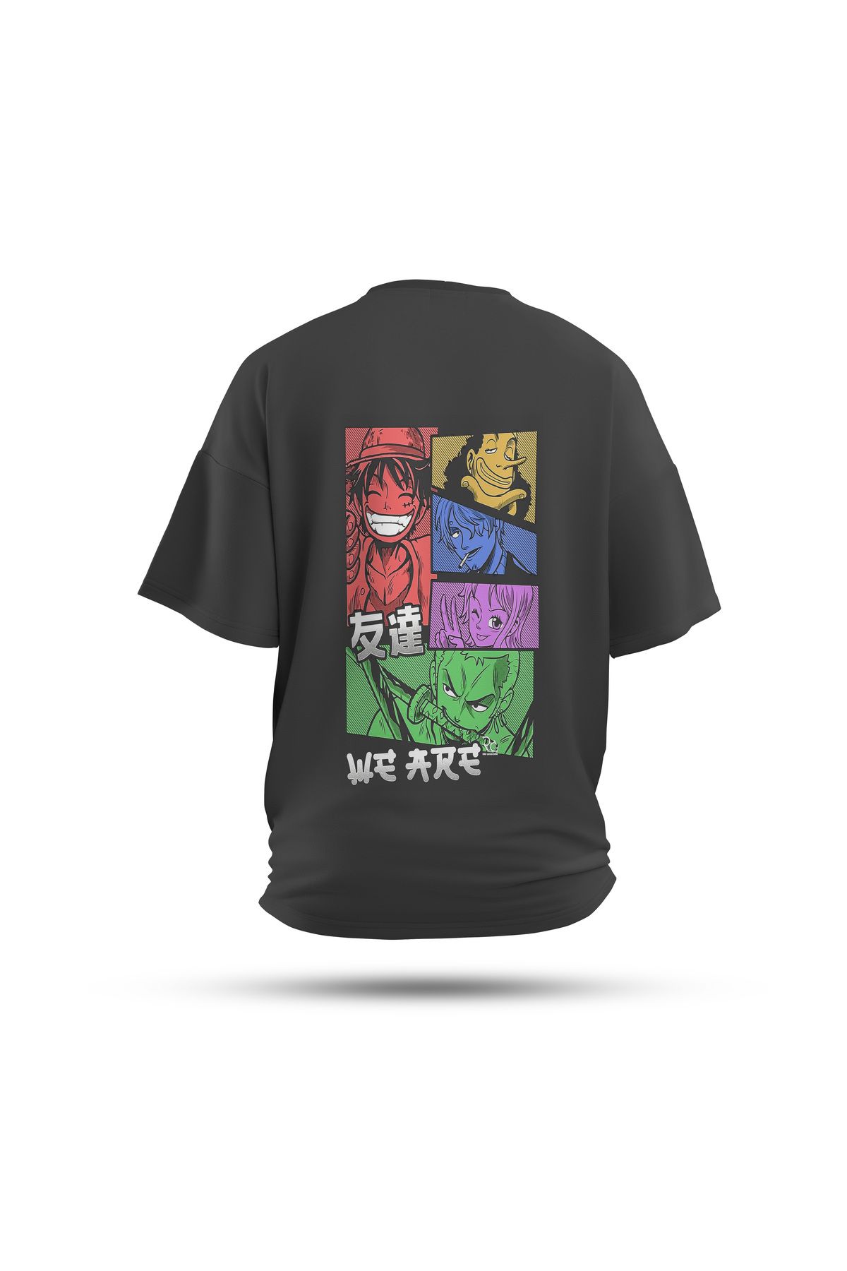 Zestia Unisex T-Shirt, One Piece Anime Sırt Baskılı, Regular, %100 Pamuk, Antrasit T-Shirt No: 00143