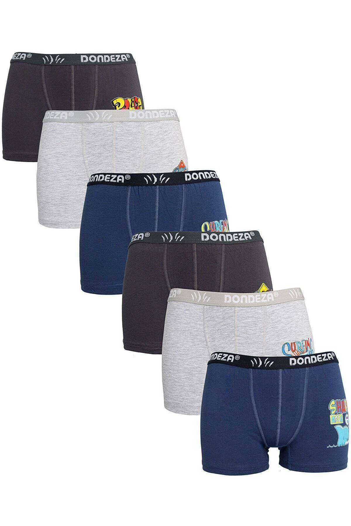 Shop58 6 adet Düz Baskılı Erkek Çocuk Boxer 506