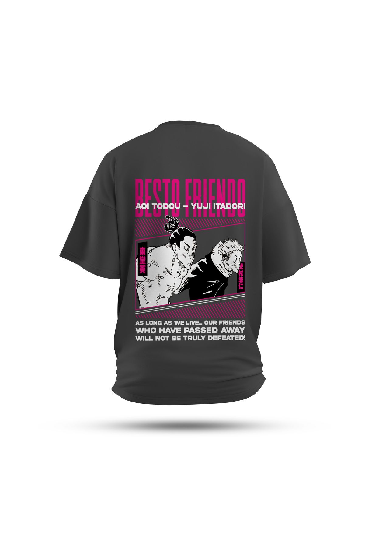 Zestia Unisex T-Shirt, Jujutsu Kaisen Anime Sırt Baskılı, Regular, %100 Pamuk, Antrasit T-Shirt No: 00160