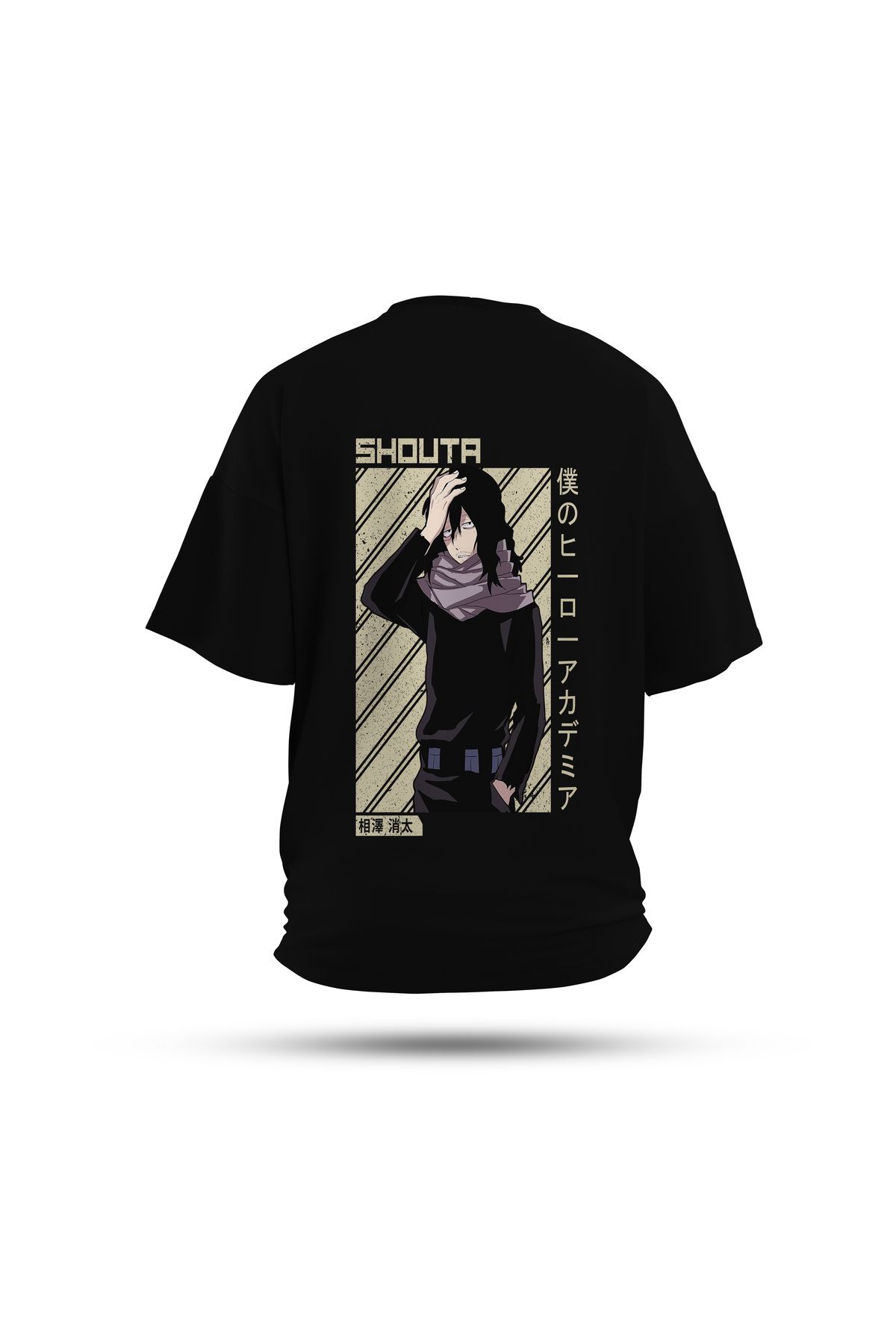 Zestia Unisex T-Shirt, My Hero Academy Anime Sırt Baskılı, Regular, %100 Pamuk, Siyah T-Shirt No: 00167