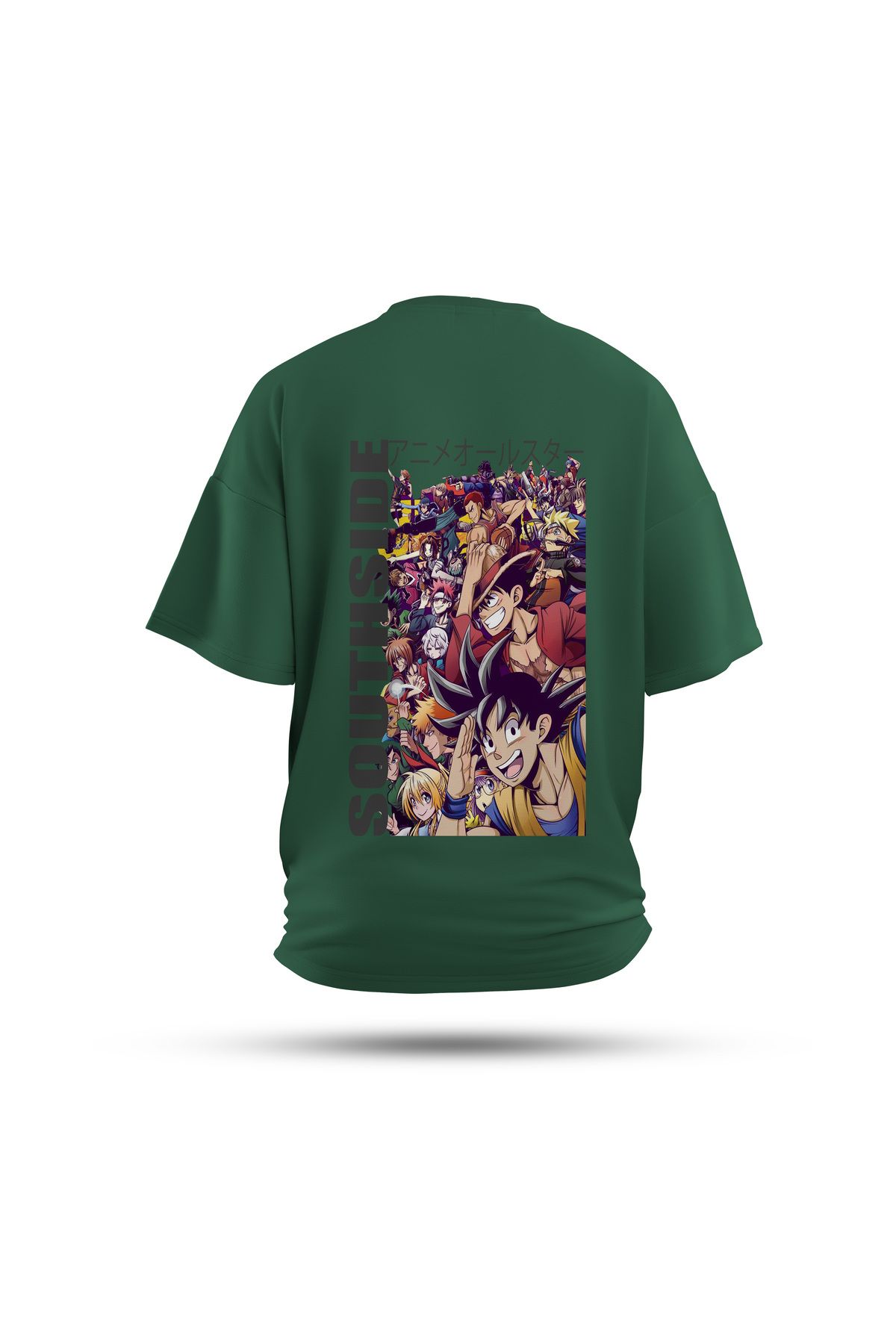 Zestia Unisex T-Shirt, Southside Anime Sırt Baskılı, Regular, %100 Pamuk, Yeşil T-Shirt No: 00175