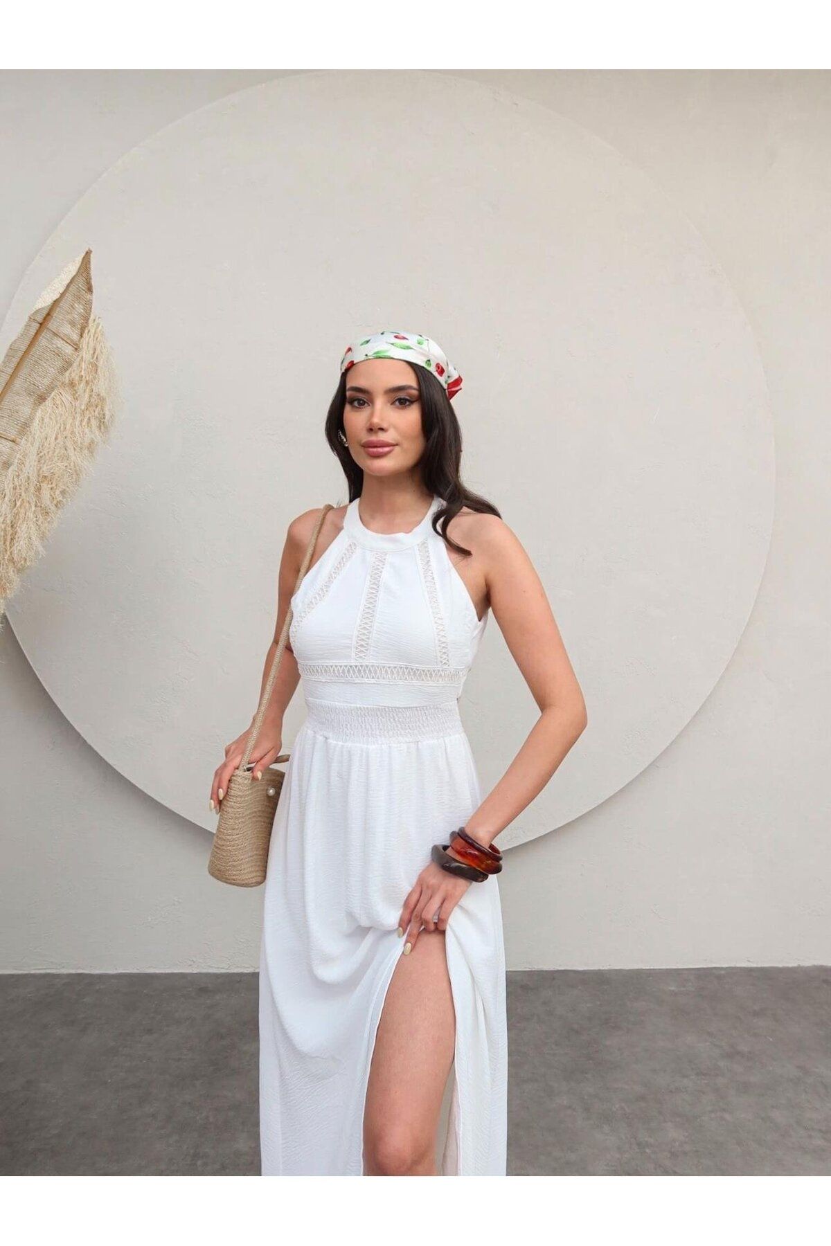 Lady Pixie Ön Nakış Detay Sırt Dekolteli Elbise
