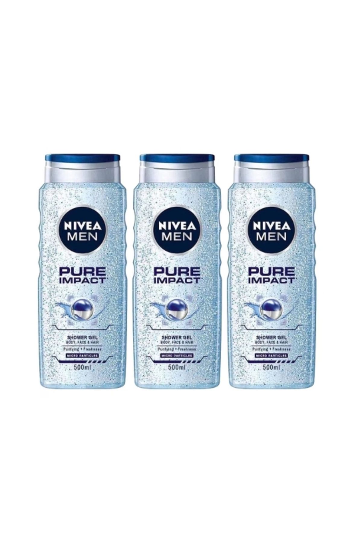 NIVEA Set 3 X Gel De Duș 500ml Pentru Bărbați Pure Impact - One Size