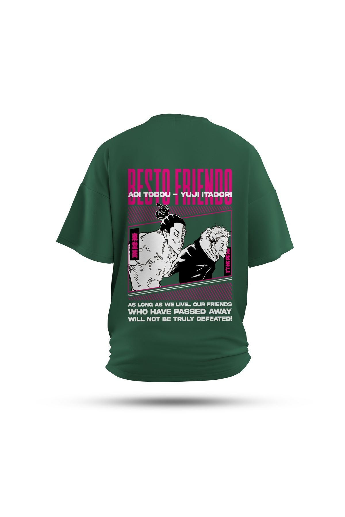 Zestia Unisex T-Shirt, Jujutsu Kaisen Anime Sırt Baskılı, Regular, %100 Pamuk, Yeşil T-Shirt No: 00160