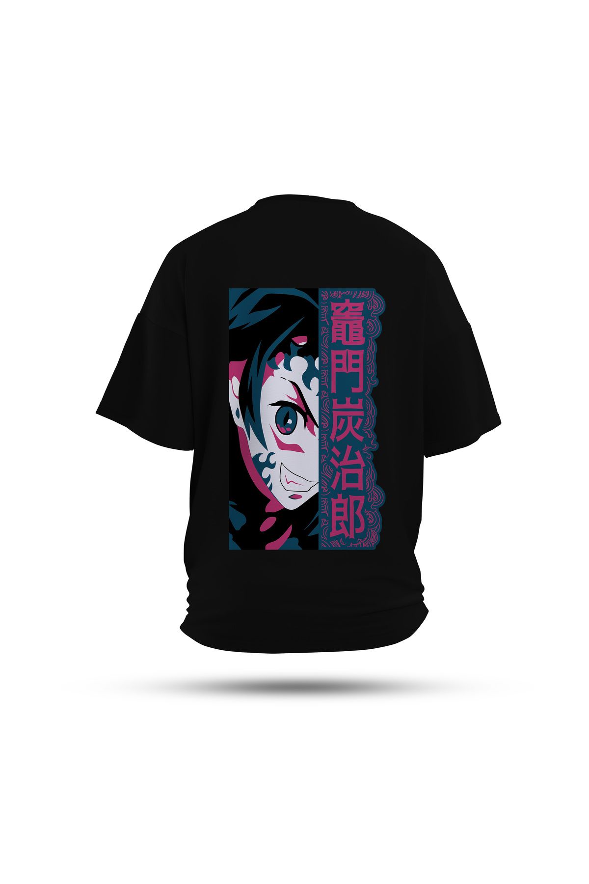 Zestia Unisex T-Shirt, Demon Slayer Anime Sırt Baskılı, Regular, %100 Pamuk, Siyah T-Shirt No: 00166