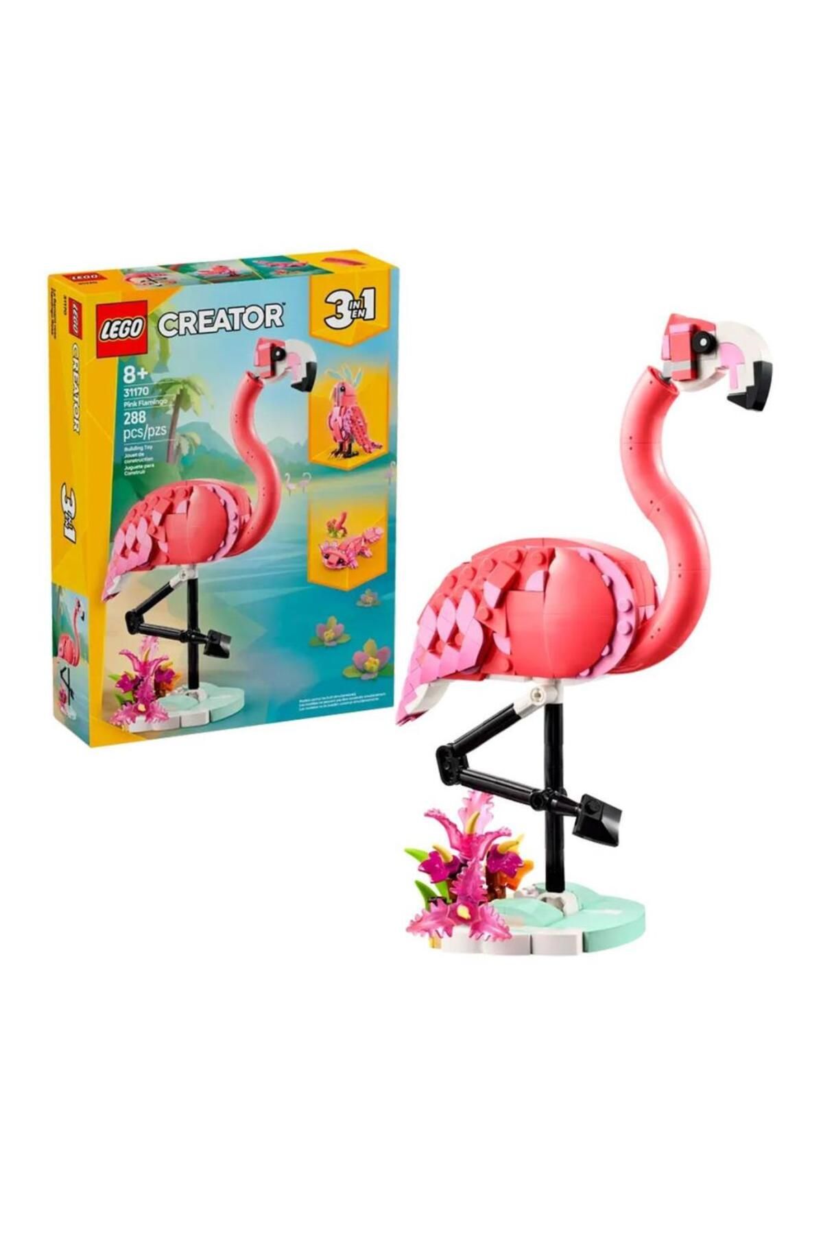 MR RZN STORE 31170 LE GO Creator 3ü1 arada Vahşi Hayvanlar:Pembe Flamingo 288 parça +8 yaş