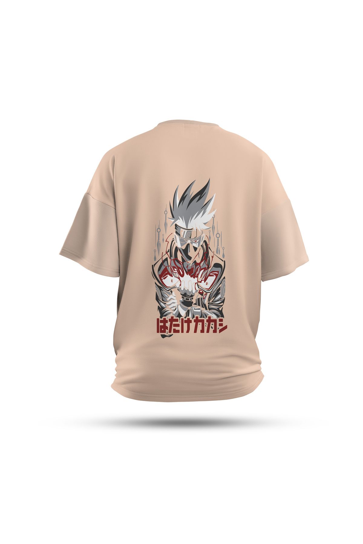 Zestia Unisex T-Shirt, Naruto Anime Sırt Baskılı, Regular, %100 Pamuk, Krem T-Shirt No: 00172