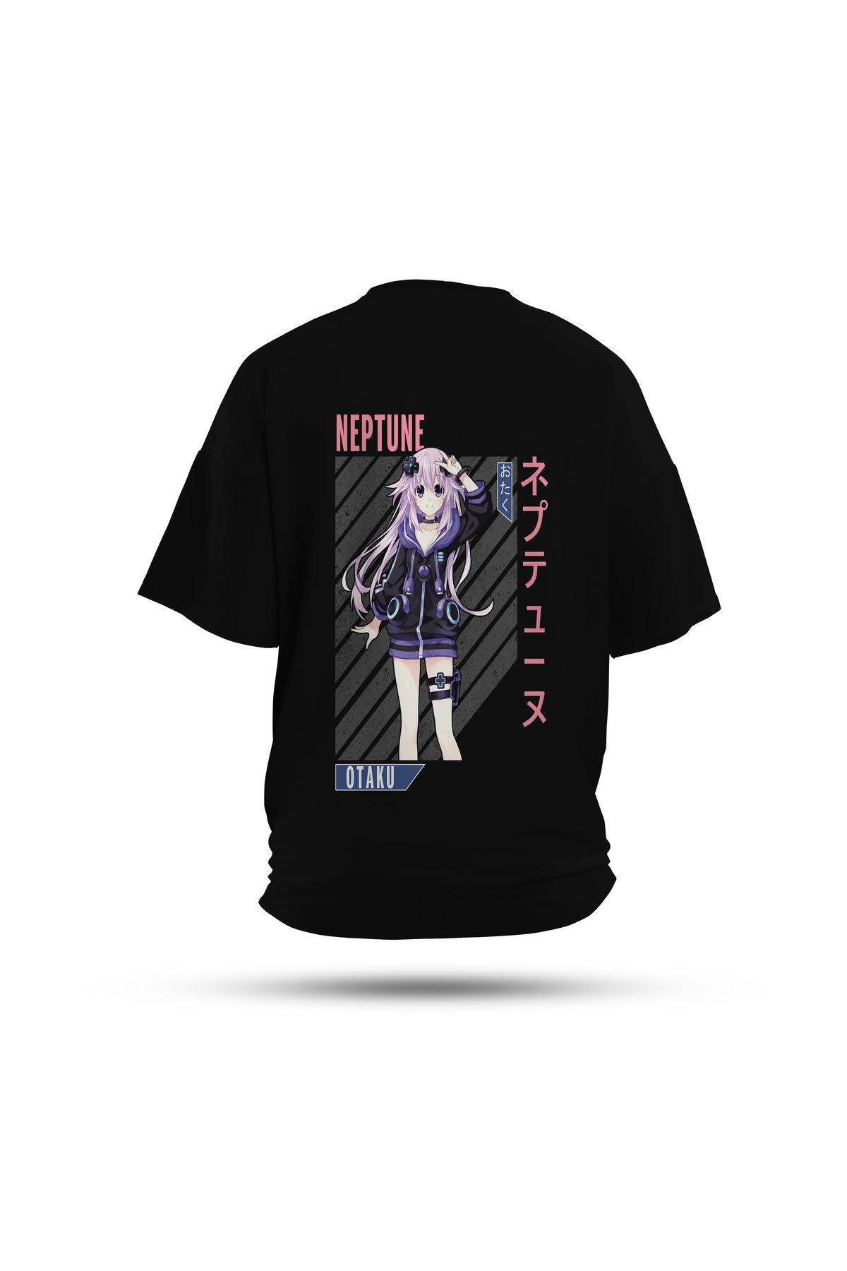 Zestia Unisex T-Shirt, Neptune Anime Sırt Baskılı, Regular, %100 Pamuk, Siyah T-Shirt No: 00176