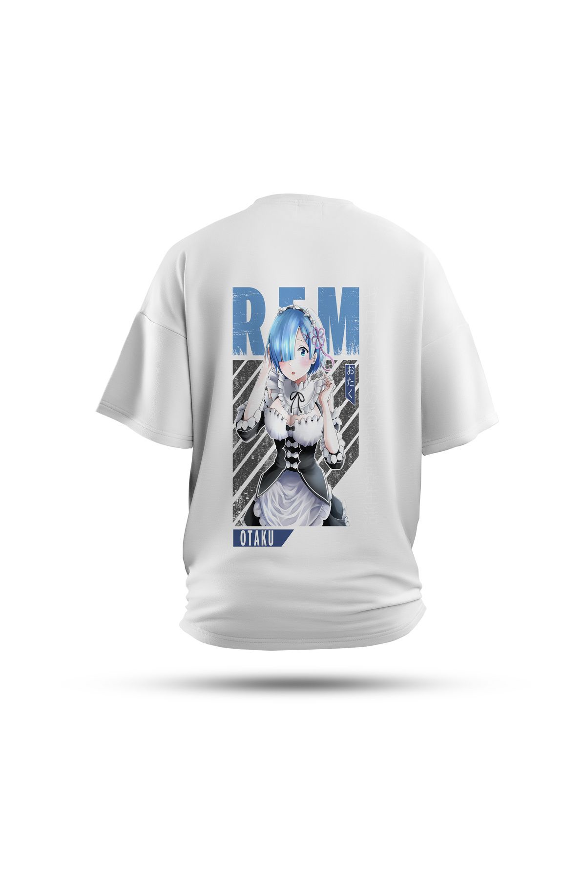 Zestia Unisex T-Shirt, Rem Anime Sırt Baskılı, Regular, %100 Pamuk, Beyaz T-Shirt No: 00169