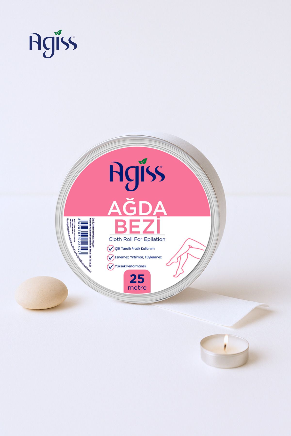 AGISS-قطعة قماش لتطبيق الشمع لجميع أنواع البشرة، شريط شمع بطول 25 مترًا 5