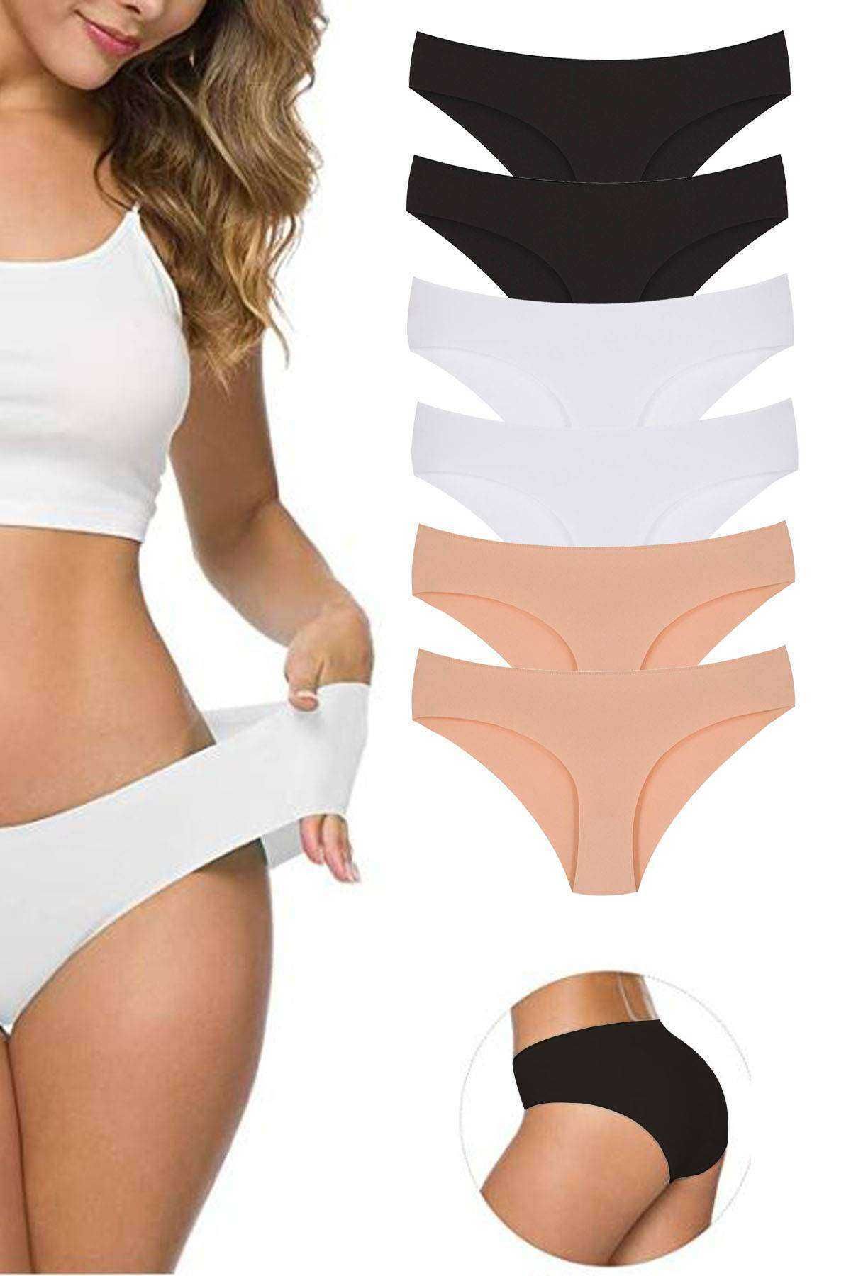 Shop58 6 Adet Kadın Dikişsiz Lazer Kesim Esnek İz yapmayan Külot S4
