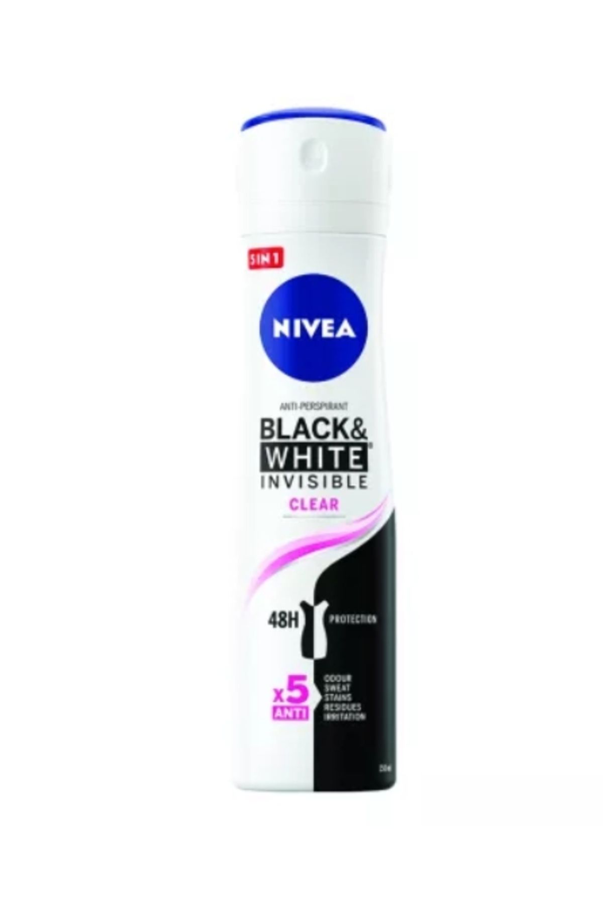 NIVEA Deodorant Spray Deo Feminin Invisible For Black&white Clear, 150 Ml - One Size