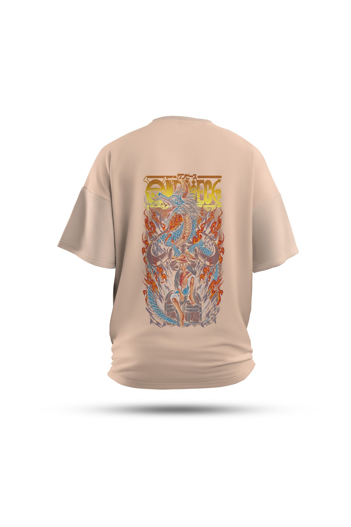 Zestia Unisex T-Shirt, One Piece Luffy Anime Sırt Baskılı, Regular, %100 Pamuk, Krem T-Shirt No: 00146