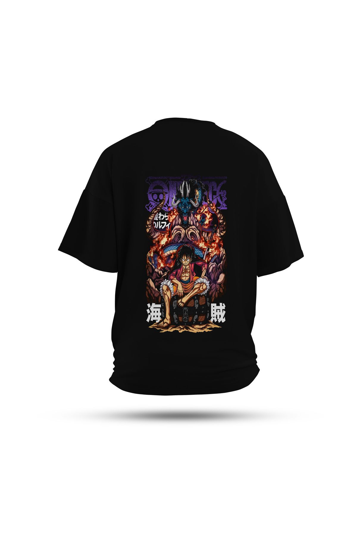 Zestia Unisex T-Shirt, One Piece Anime Sırt Baskılı, Regular, %100 Pamuk, Siyah T-Shirt No: 00155