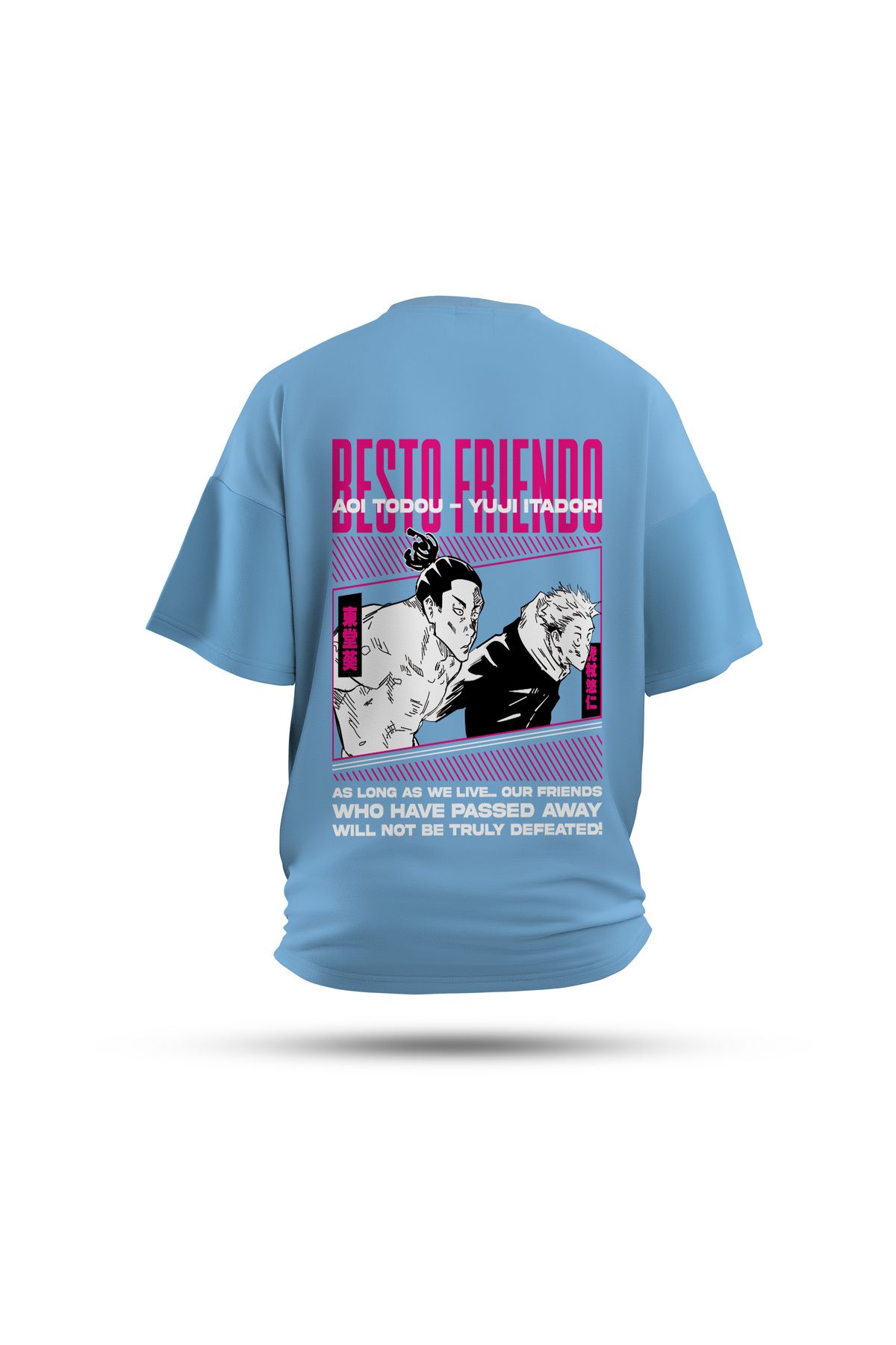 Zestia Unisex T-Shirt, Jujutsu Kaisen Anime Sırt Baskılı, Regular, %100 Pamuk, Mavi T-Shirt No: 00160