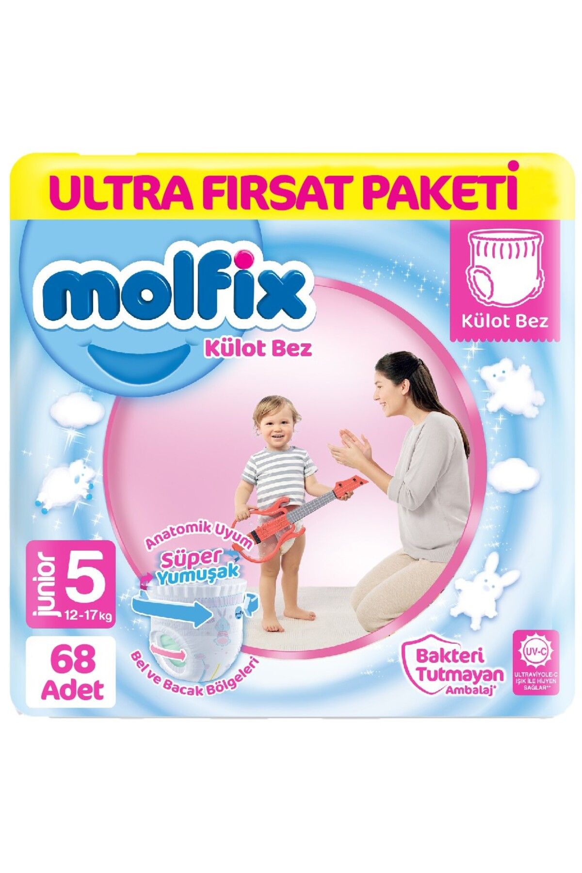 Toptan Bulurum Molfix Külot Bez Ultra Fırsat Paketi 5 Beden 12-17 Kg 68 Adet