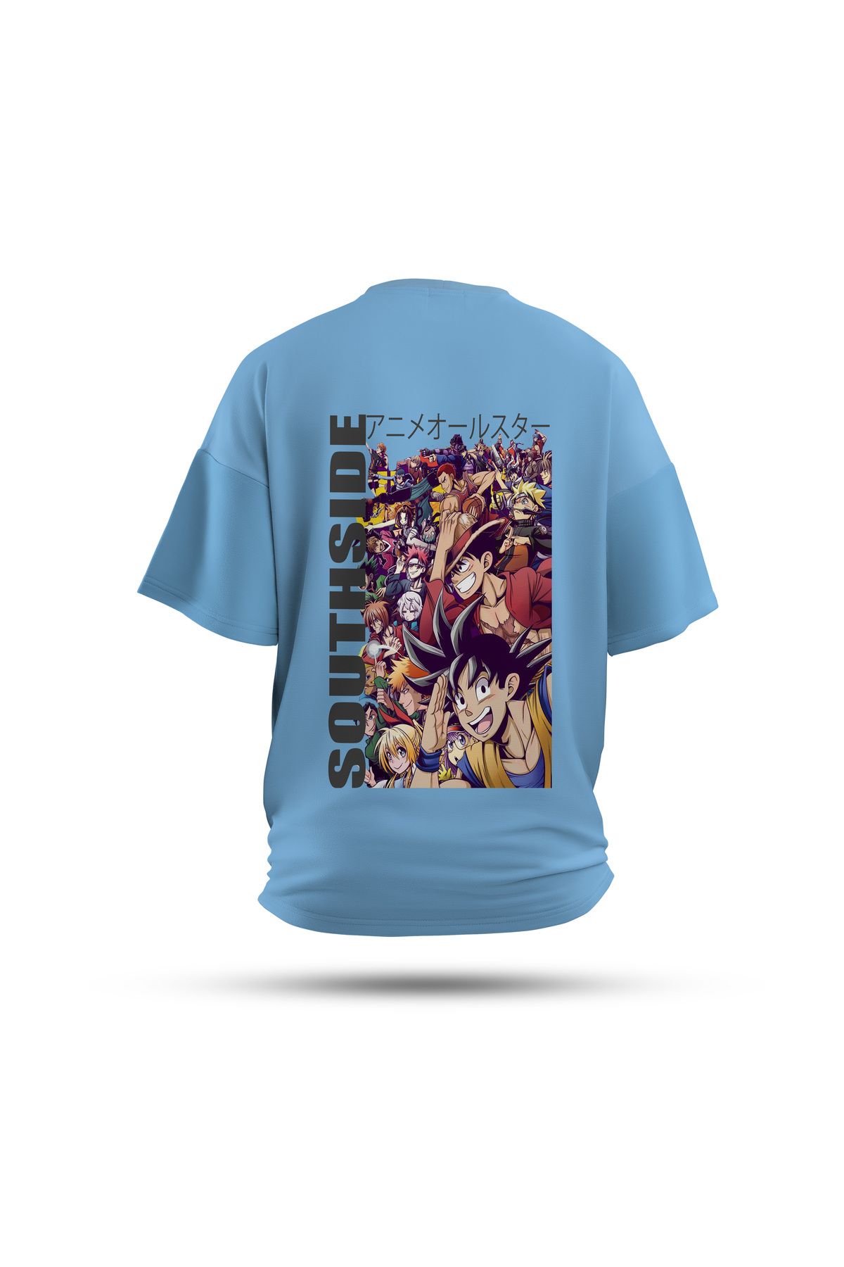 Zestia Unisex T-Shirt, Southside Anime Sırt Baskılı, Regular, %100 Pamuk, Mavi T-Shirt No: 00175