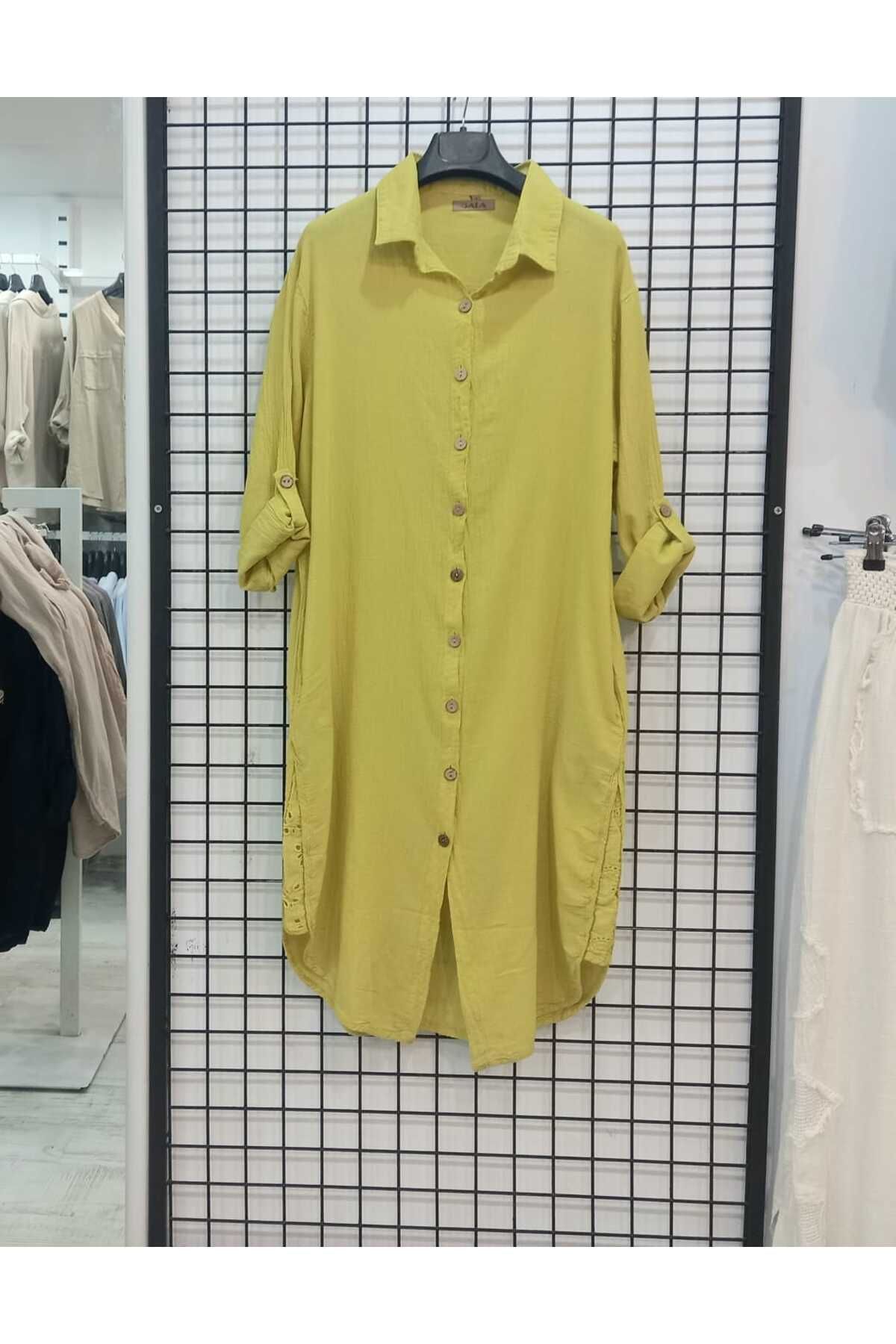 Butik Şans Gömlek Yaka Cep Detaylı Mevsimlik Tunik Ceket