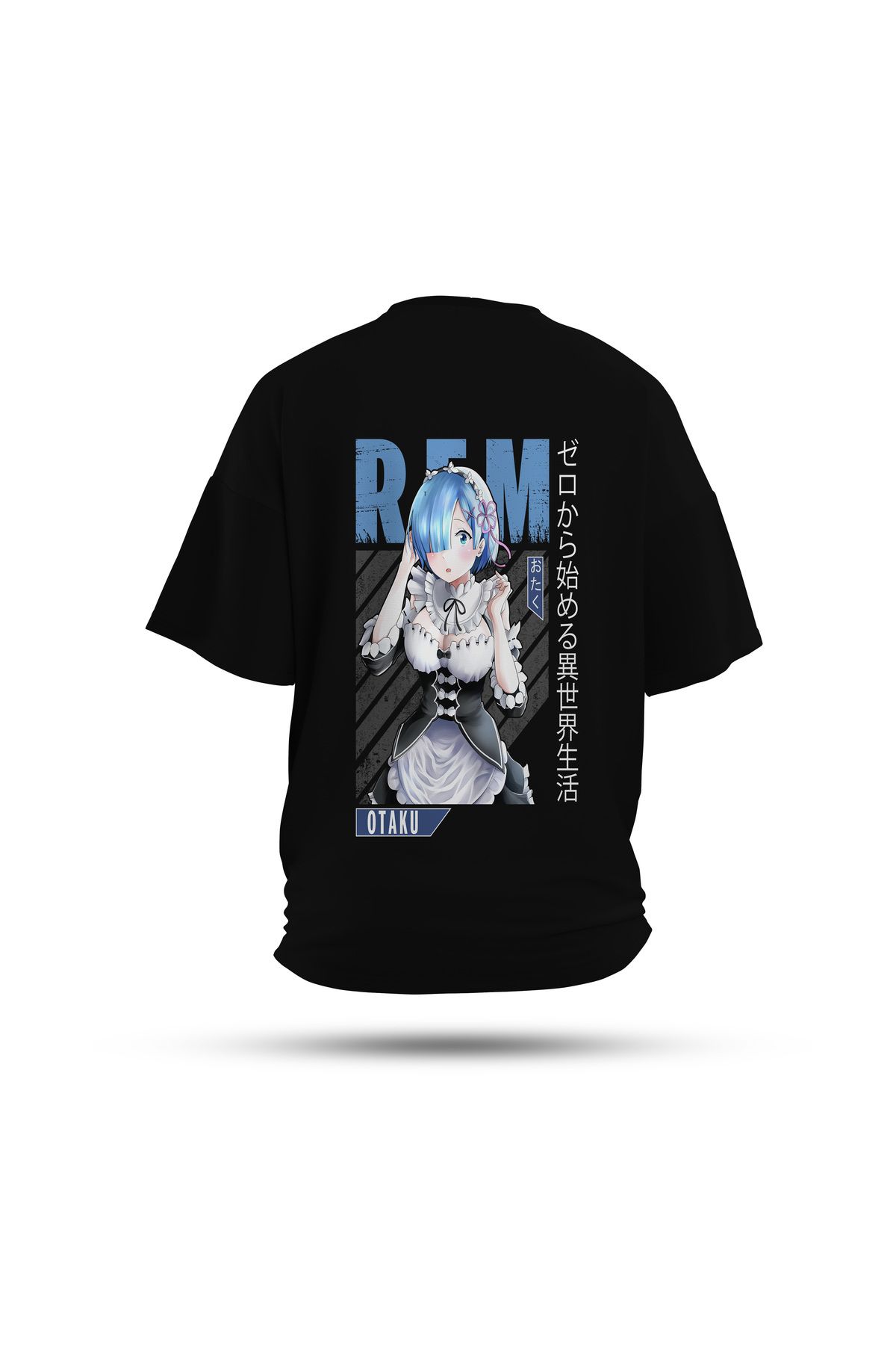 Zestia Unisex T-Shirt, Rem Anime Sırt Baskılı, Regular, %100 Pamuk, Siyah T-Shirt No: 00169