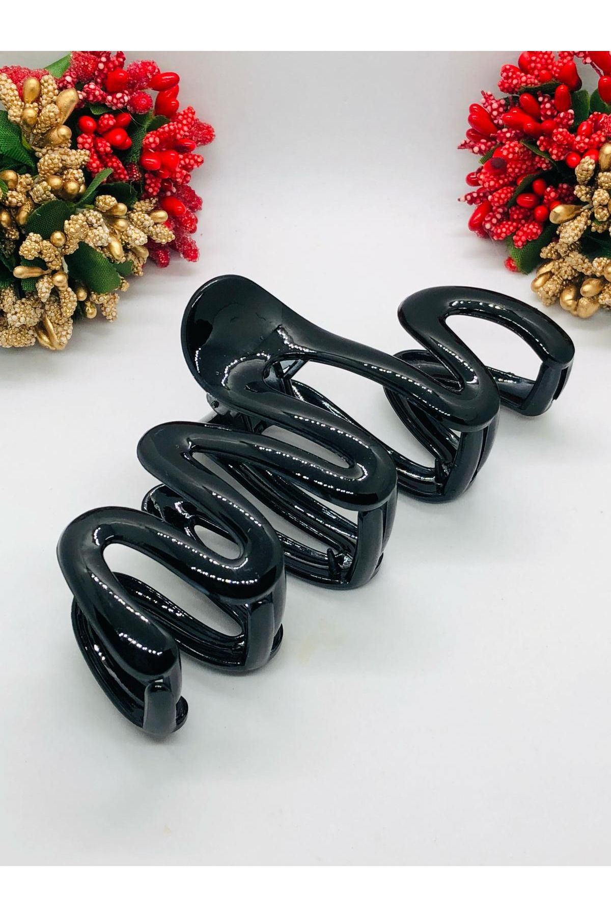 İnDerin Fransız Tasarımı Dalgalı Parlak Saç Tokası Pinterest İthal Mandal Toka 13 cm
