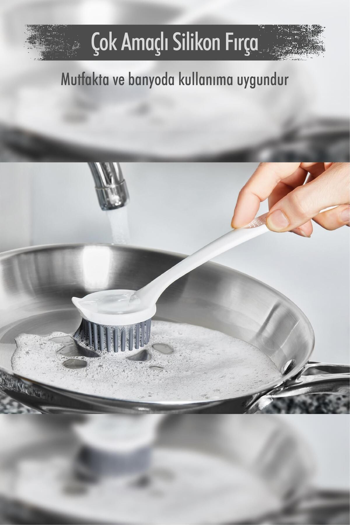 Shop58 Çok Amaçlı Silikon Bulaşık Yıkama & Lavabo Temizleme & Mutfak Tezgahı Temizleme Fırçası