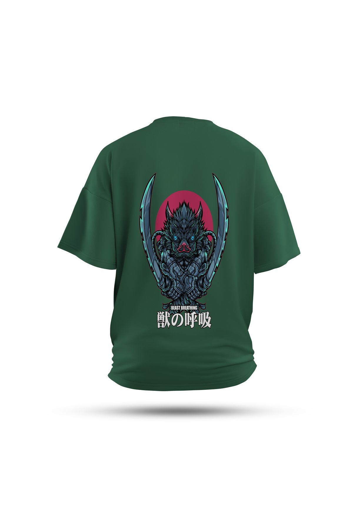 Zestia Unisex T-Shirt, Demon Slayer Anime Sırt Baskılı, Regular, %100 Pamuk, Yeşil T-Shirt No: 00171