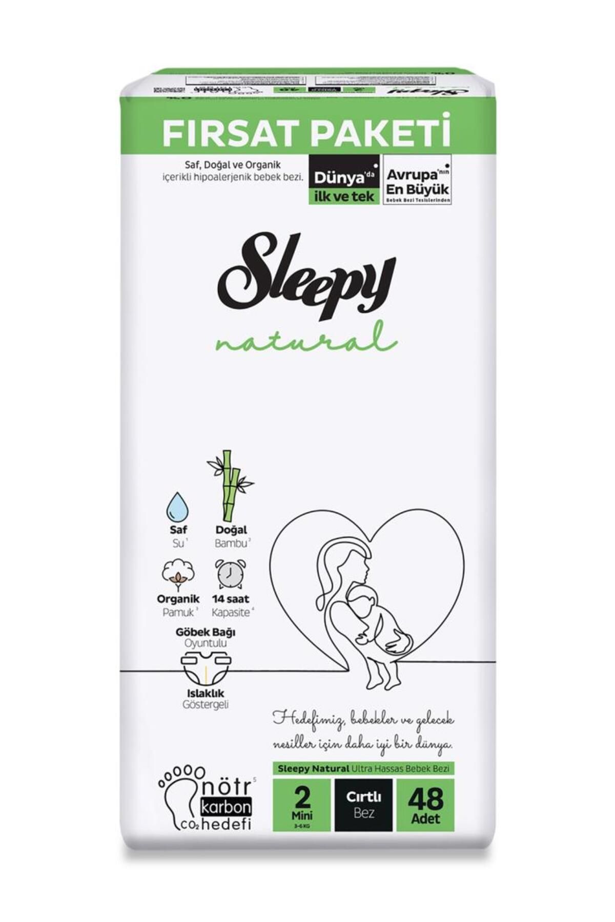 ÖYKÜ VE YİĞİT Sleepy Natural Bebek Bezi Fırsat Paketi 2 Beden 48 Adet