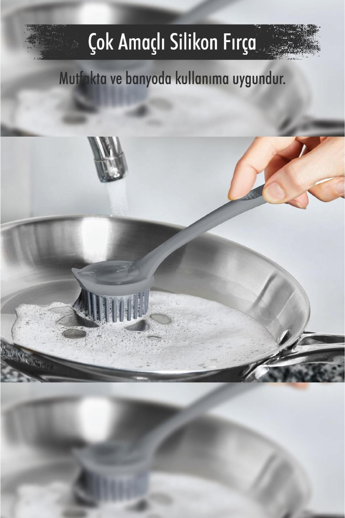 Shop58 Çok Amaçlı Silikon Bulaşık Yıkama & Lavabo Temizleme & Mutfak Tezgahı Temizleme Fırçası